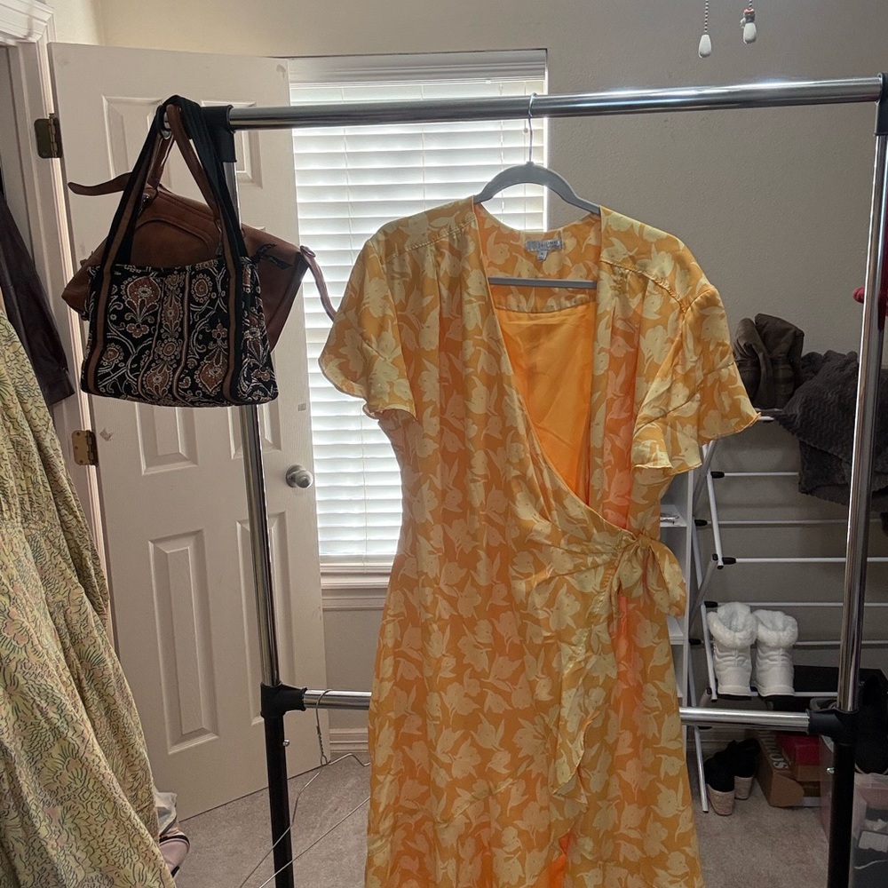 Joie Floral Wrap Dress in Yellow